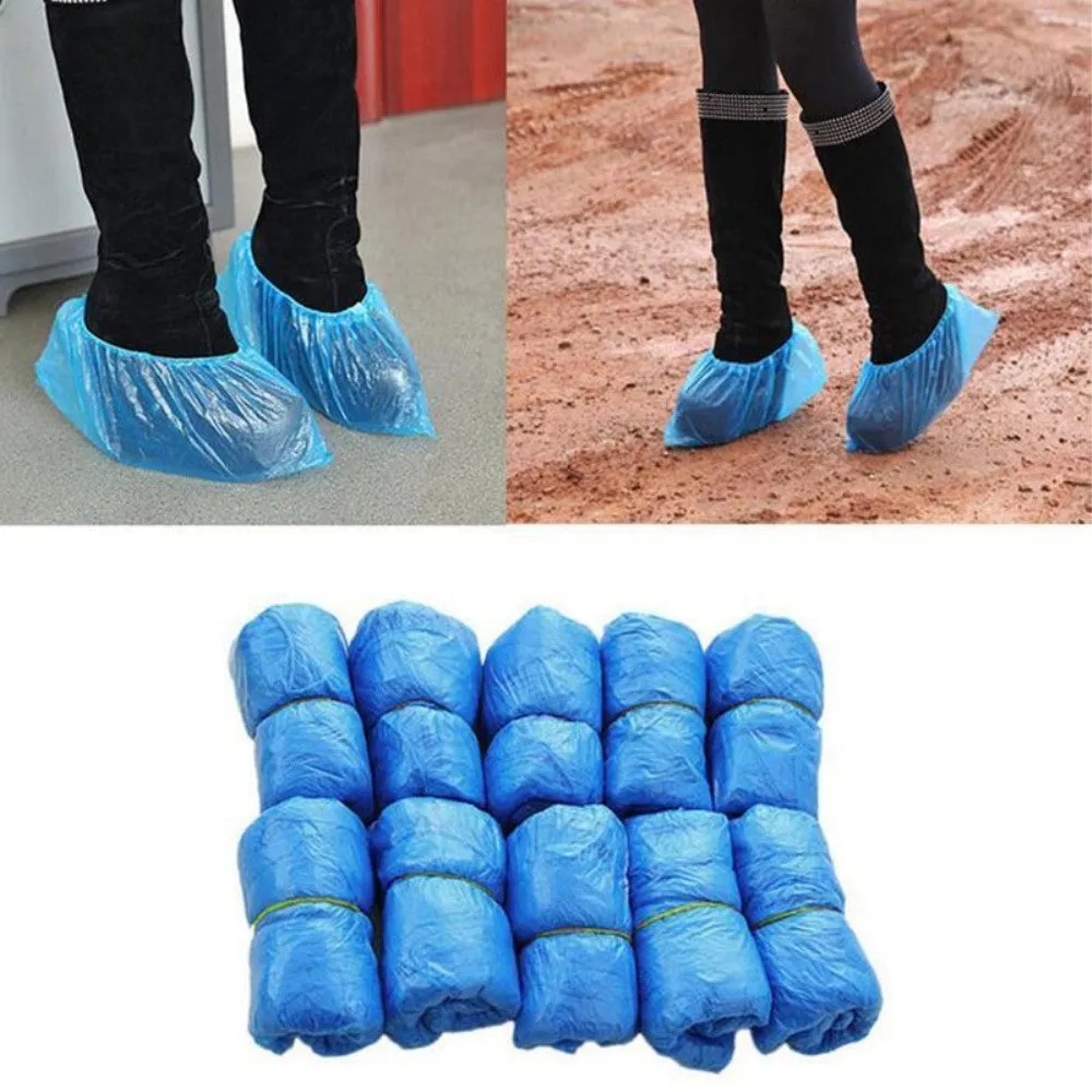 (100 pack) Disposable Shoe Covers Shoe Cover Water Repellent - Blue