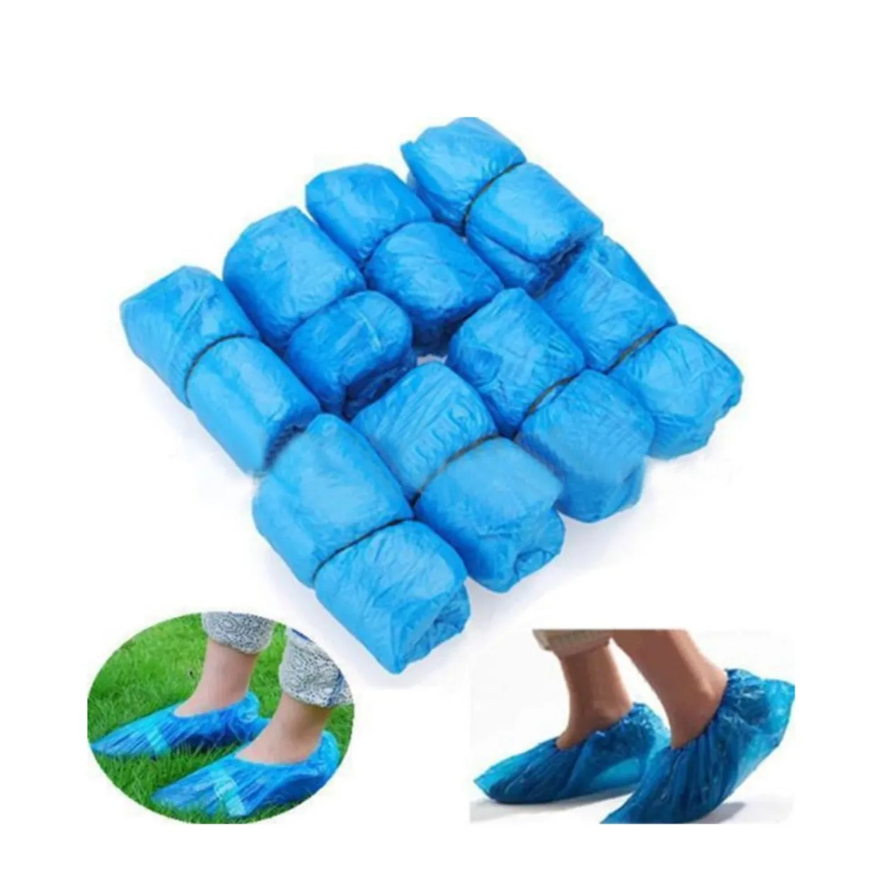 (100 pack) Disposable Shoe Covers Shoe Cover Water Repellent - Blue
