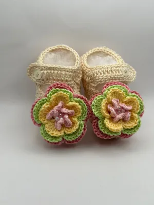 6-9 Month Flower & Beige Shoe