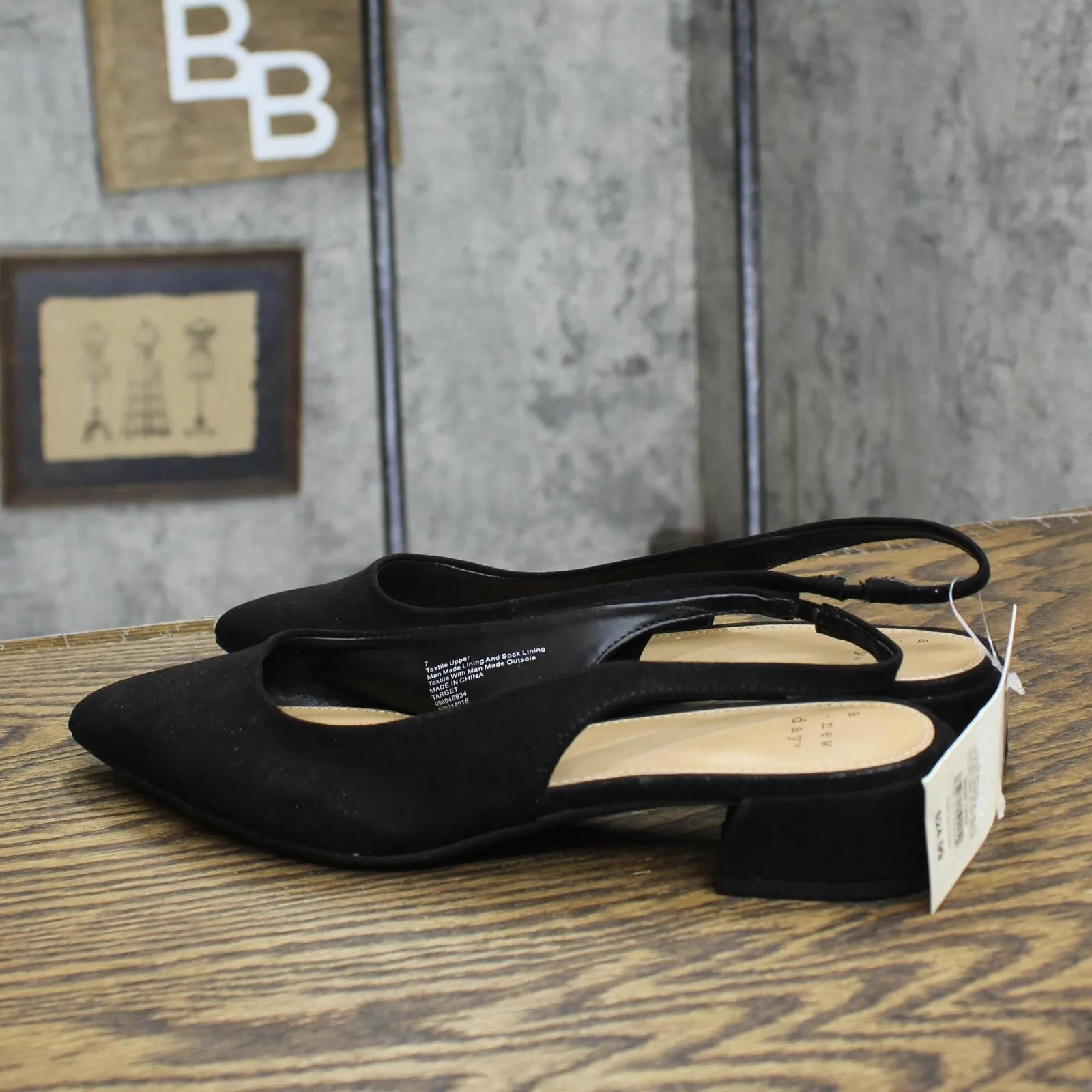 A New Day Womens Elle Slingback Pointed Toe Heels 90972876 Black 7M