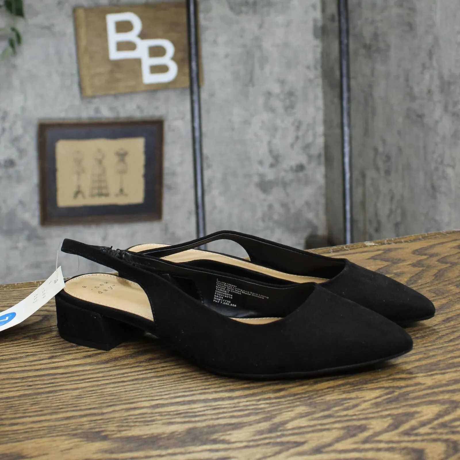 A New Day Womens Elle Slingback Pointed Toe Heels 90972876 Black 7M