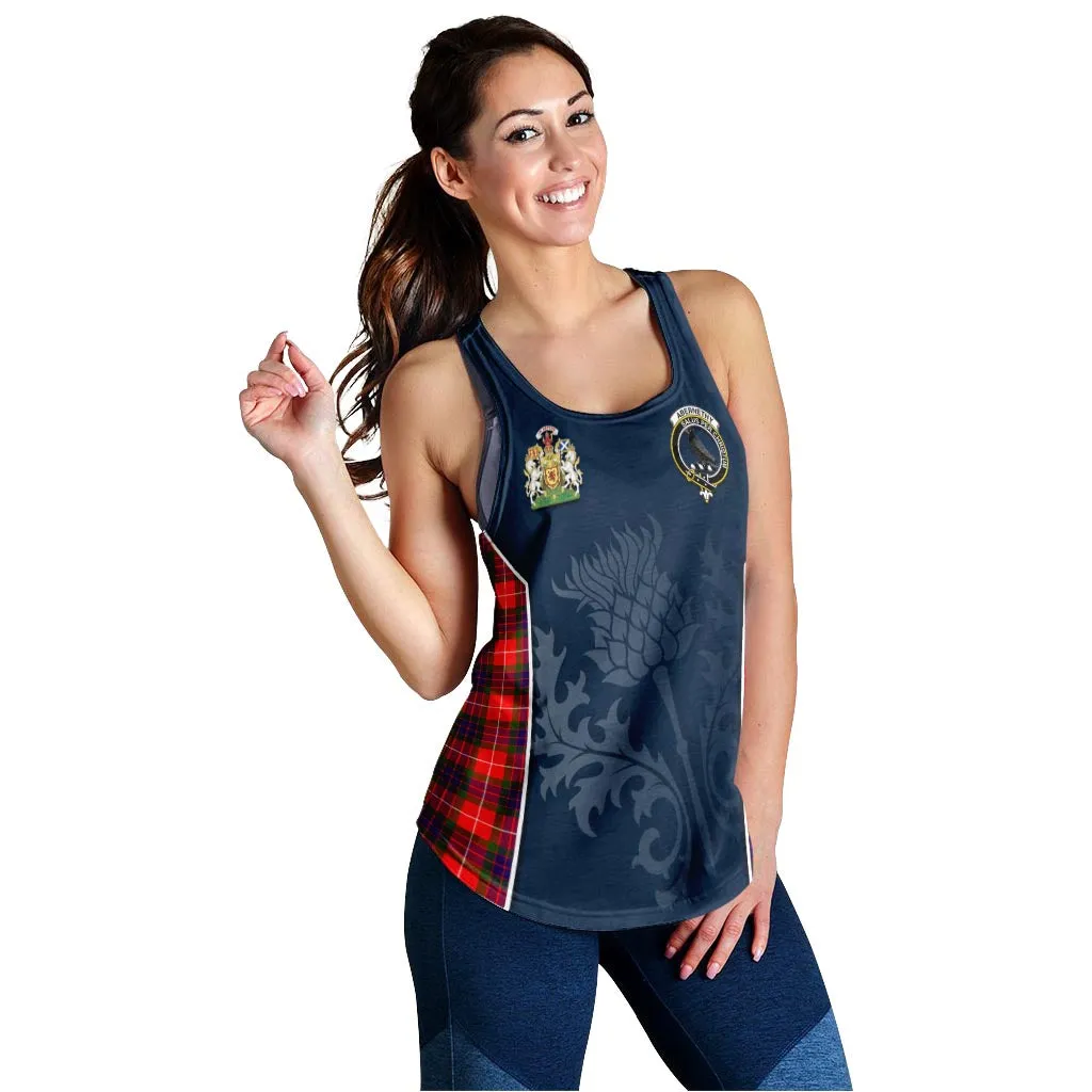 Abernethy Tartan Women's Racerback Tanks with Family Crest and Scottish Thistle Vibes Sport Style