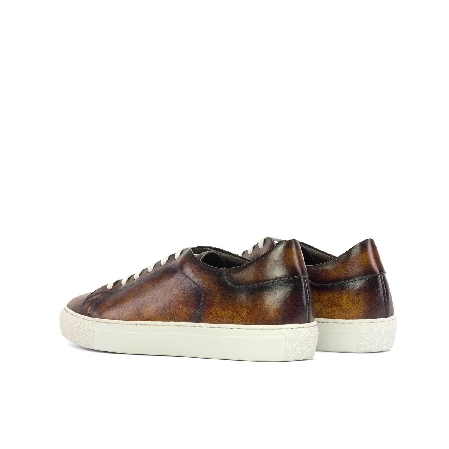 Ambrogio Bespoke Men's Shoes Fire Patina Leather Casual Trainer Sneakers (AMB2313)