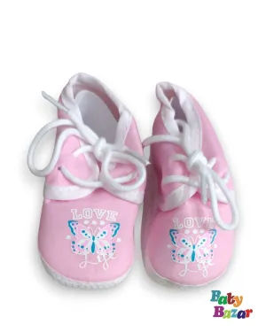 Baby Girl Shoes In Butterfly Print Pink Color