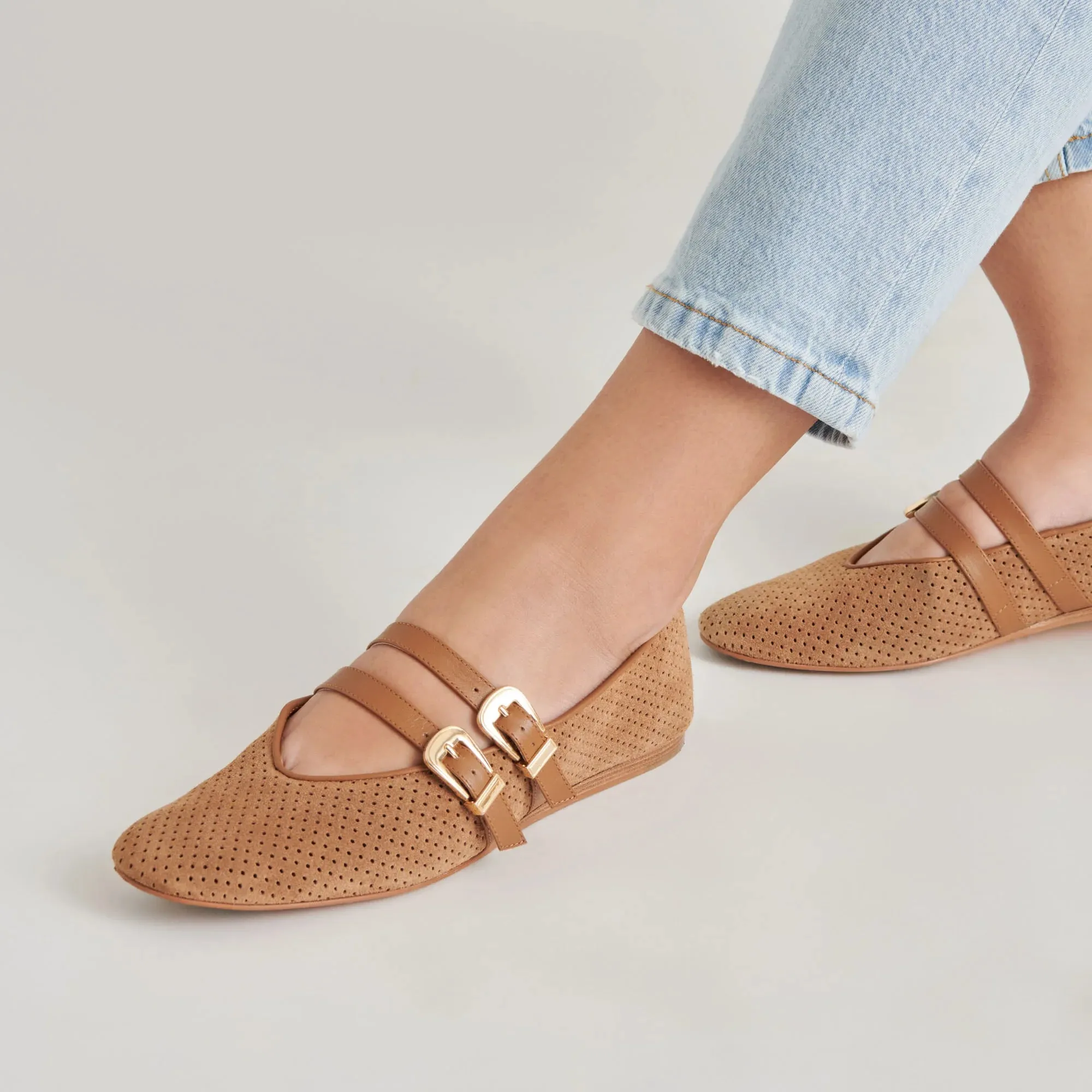 Baylee in Pecan Perforated Suede