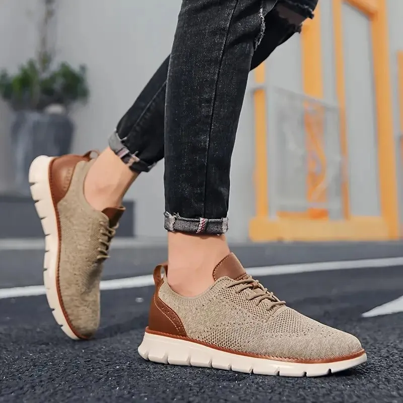Bellkmart Comfy Non Slip Casual Lace Up Comfort Sneakers - khaki