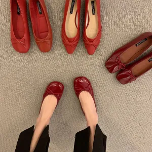 binfenxie  -  Women Flats Ballet Shoes Square Toe Moccasins Thick Heel Flat Ballerina Shallow Shoes Casual Outdoor Slip On Flat 35-40