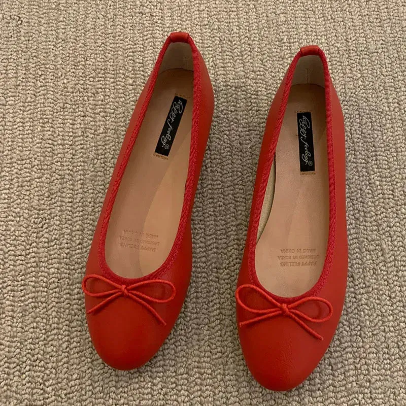 binfenxie  -  Women Flats Ballet Shoes Square Toe Moccasins Thick Heel Flat Ballerina Shallow Shoes Casual Outdoor Slip On Flat 35-40