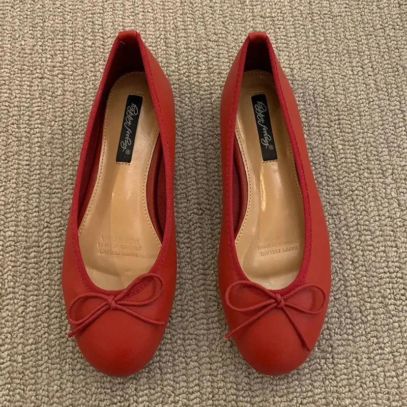 binfenxie  -  Women Flats Ballet Shoes Square Toe Moccasins Thick Heel Flat Ballerina Shallow Shoes Casual Outdoor Slip On Flat 35-40