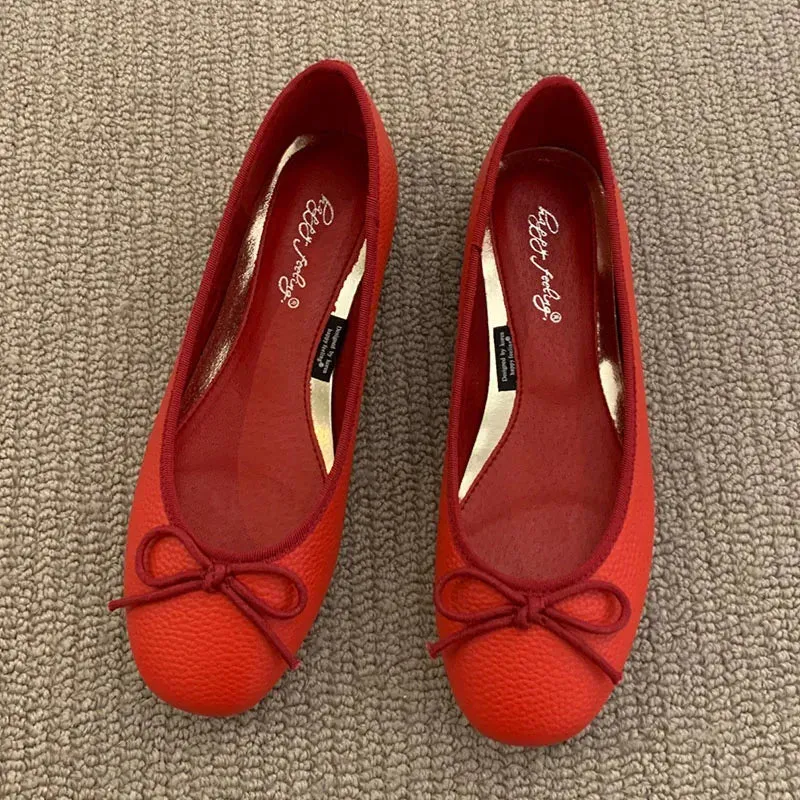 binfenxie  -  Women Flats Ballet Shoes Square Toe Moccasins Thick Heel Flat Ballerina Shallow Shoes Casual Outdoor Slip On Flat 35-40