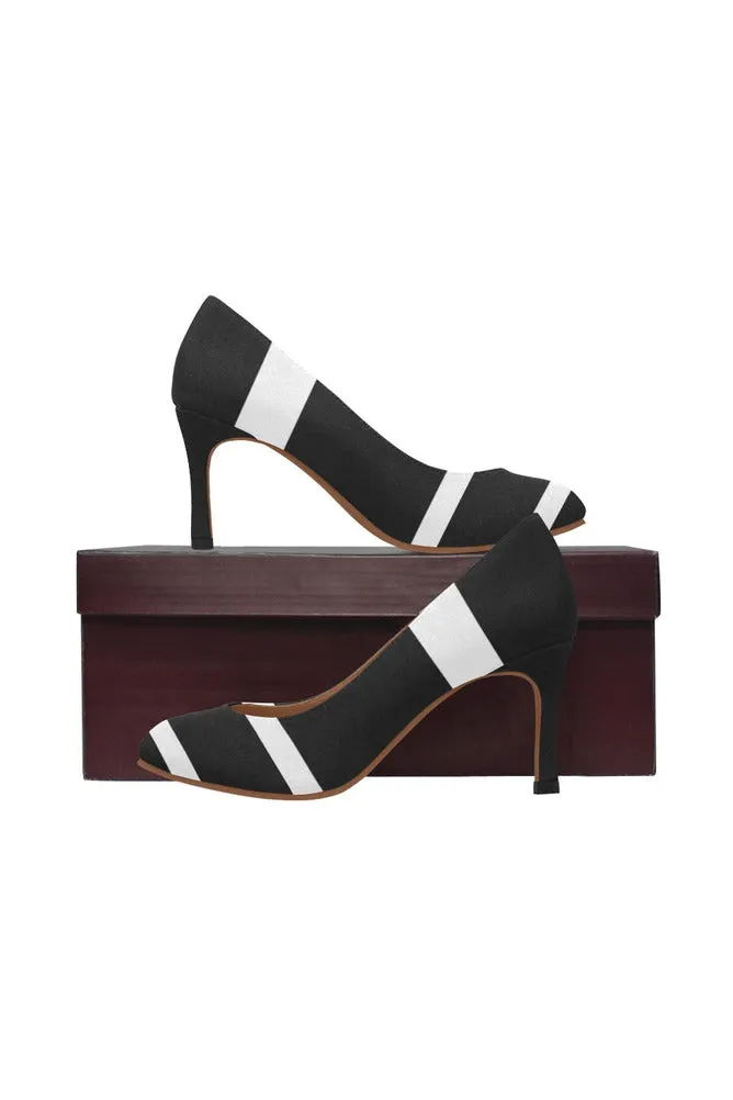 black & white stripe Women's High Heels (Model 048)