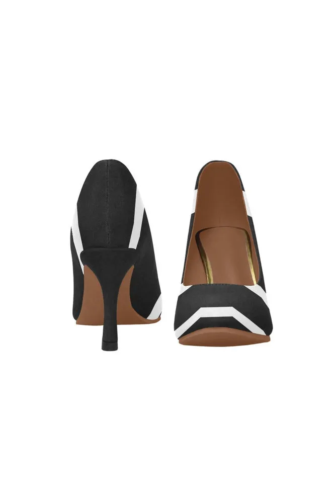 black & white stripe Women's High Heels (Model 048)