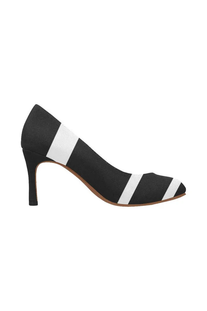 black & white stripe Women's High Heels (Model 048)