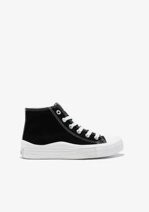 Black Canvas High Top Sneakers B&W