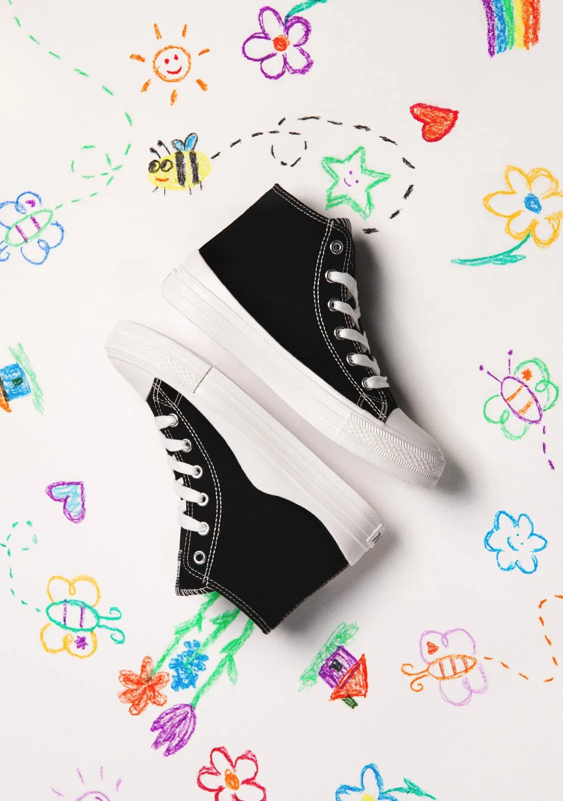 Black Canvas High Top Sneakers B&W