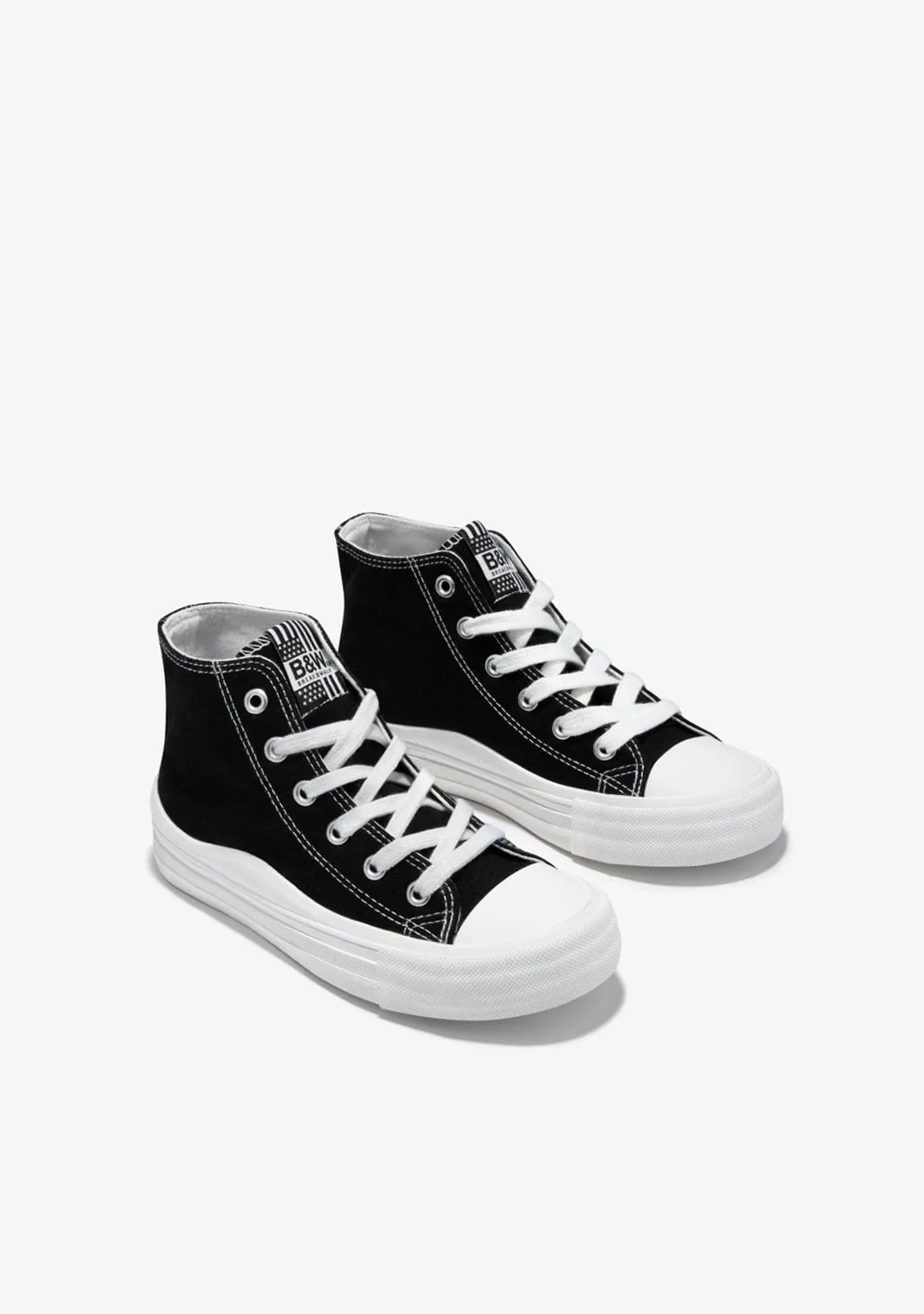 Black Canvas High Top Sneakers B&W