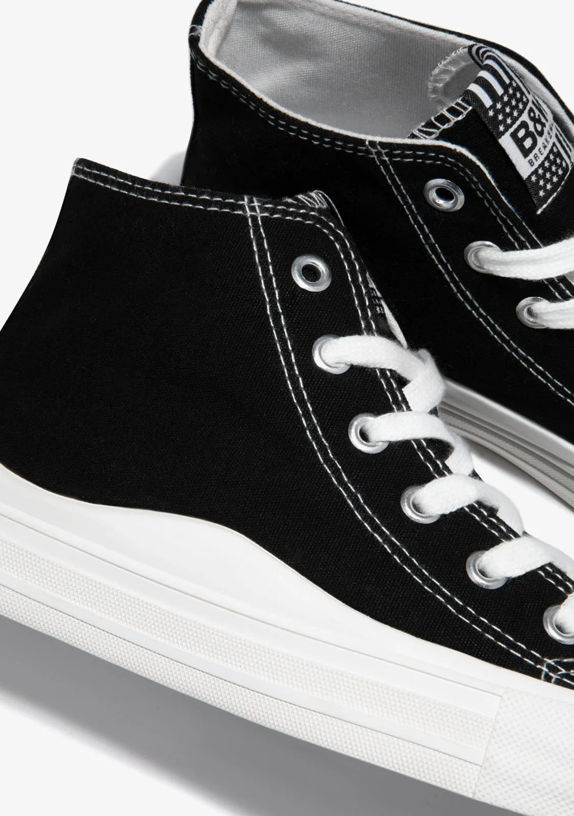Black Canvas High Top Sneakers B&W