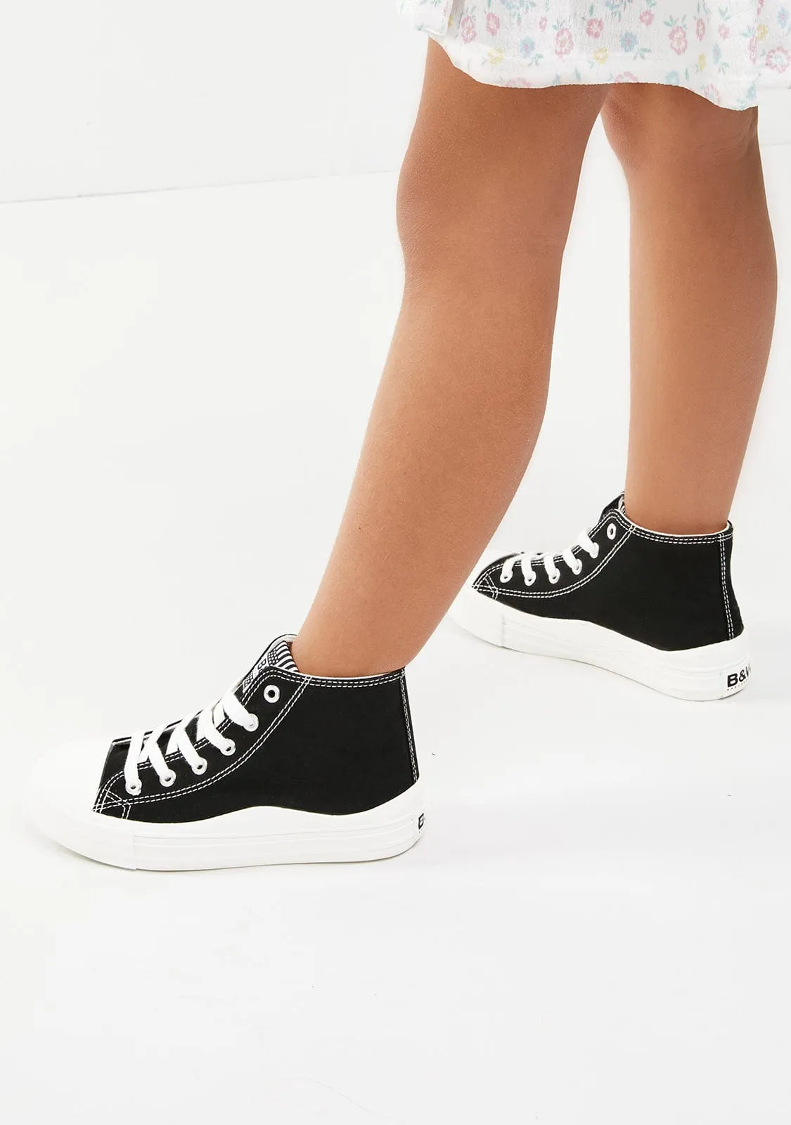 Black Canvas High Top Sneakers B&W