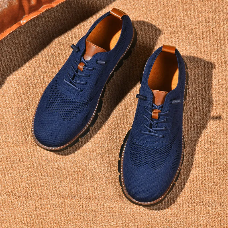 Black Sole Super Comfy breathable Orthopedic Mesh Sneakers For Wide Feet - Navy Blue