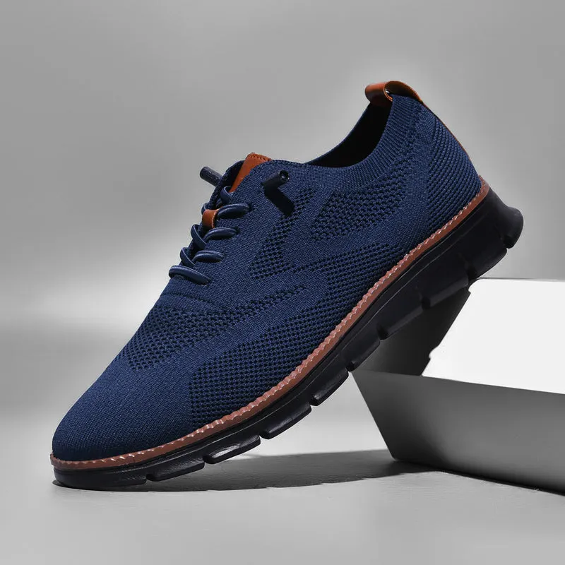 Black Sole Super Comfy breathable Orthopedic Mesh Sneakers For Wide Feet - Navy Blue