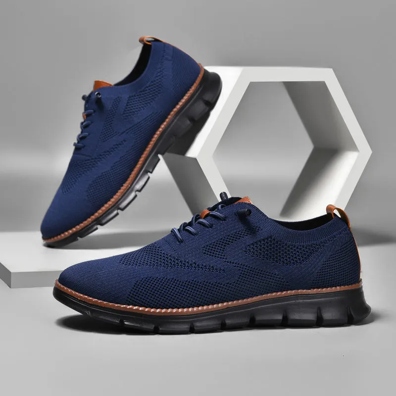 Black Sole Super Comfy breathable Orthopedic Mesh Sneakers For Wide Feet - Navy Blue