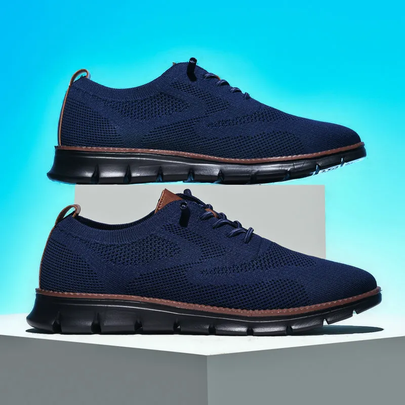 Black Sole Super Comfy breathable Orthopedic Mesh Sneakers For Wide Feet - Navy Blue