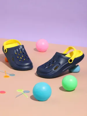 Blue Yellow Stylish Slip-On Clogs For Kids-Unisex (TC-LCLOG3-BLUYEL)