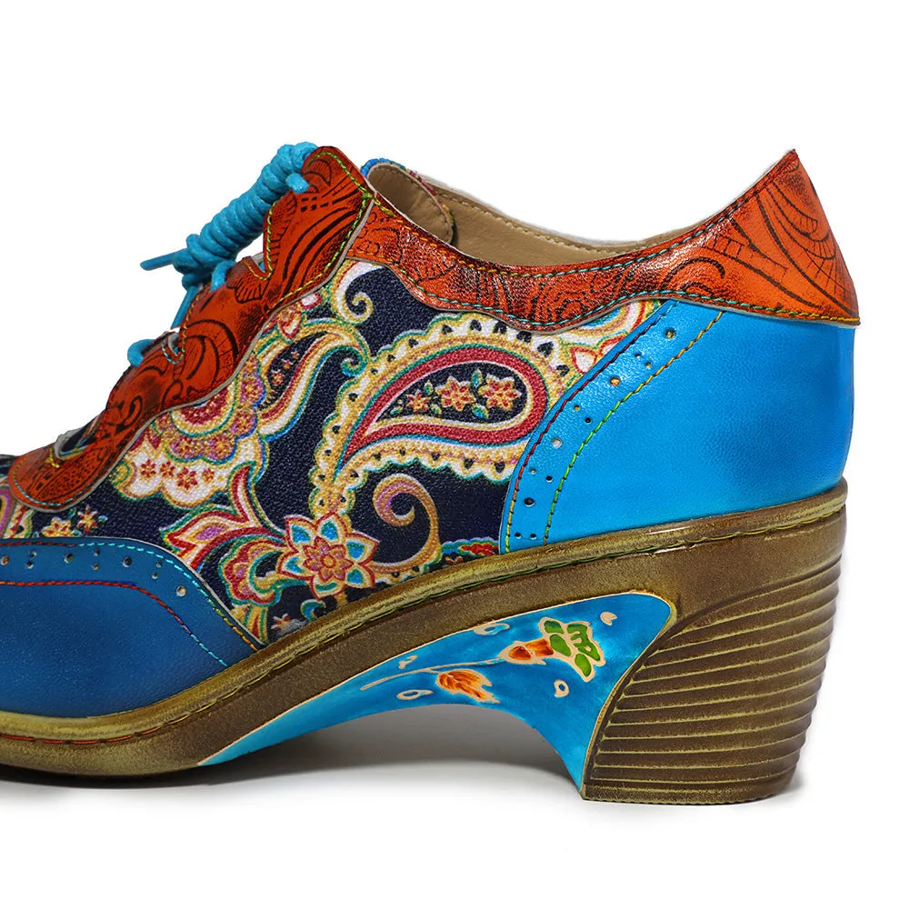Bohemian Flower Painted Brogue Shoes