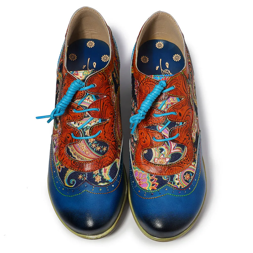 Bohemian Flower Painted Brogue Shoes
