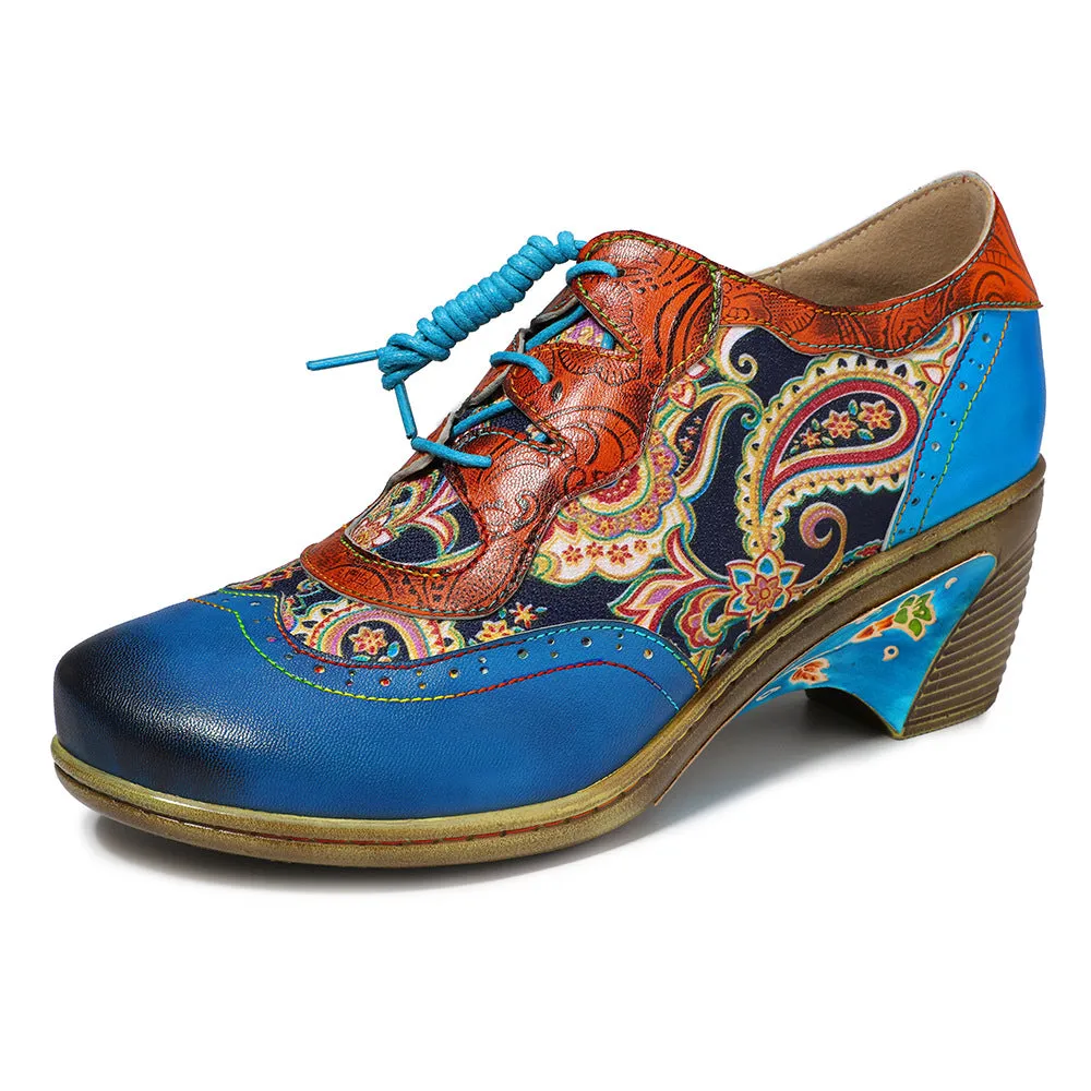 Bohemian Flower Painted Brogue Shoes