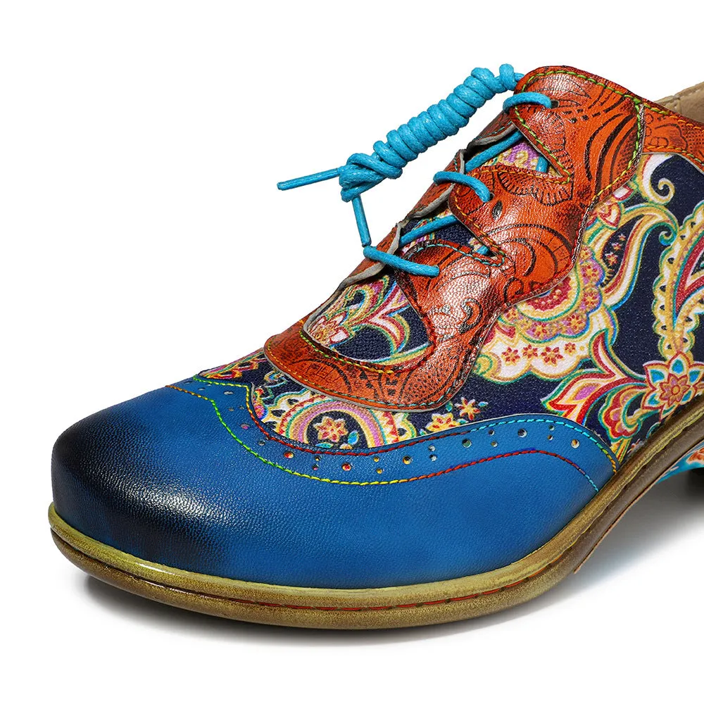 Bohemian Flower Painted Brogue Shoes
