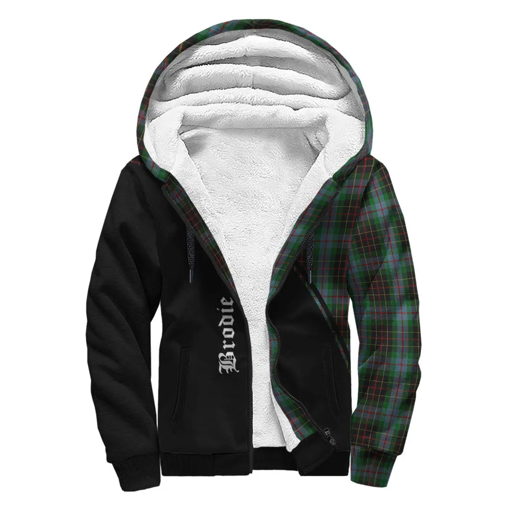 Brodie Hunting Tartan Sherpa Hoodie with Family Crest Curve Style