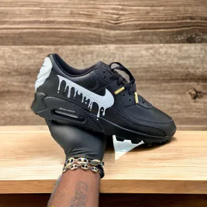 Custom Nike Airmax 90 Black design with White drip