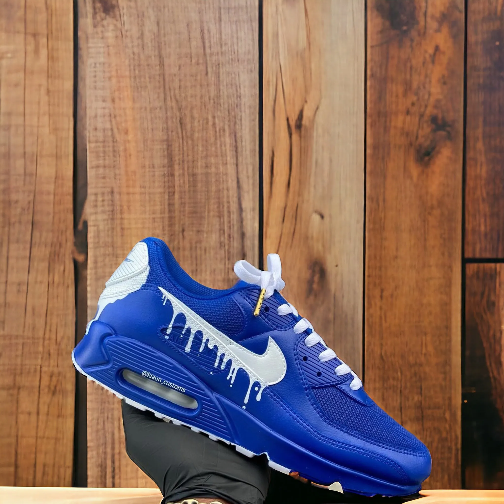 Custom Nike Airmax 90 Blue and White Drip Design