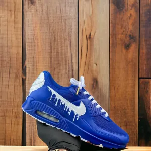 Custom Nike Airmax 90 Blue and White Drip Design