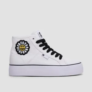 DC Manual Hi Platform Shoes - White/Black/Flower - Womens