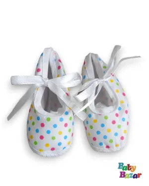 Dotted Design Shoes For Baby Girl In White Color