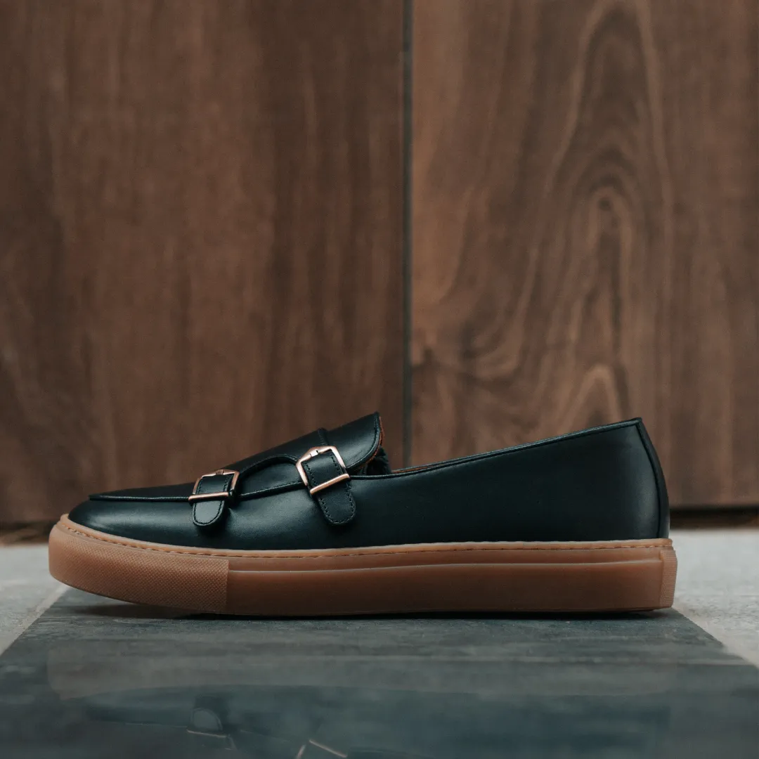 Double Monk Sneaker - Black Caramel