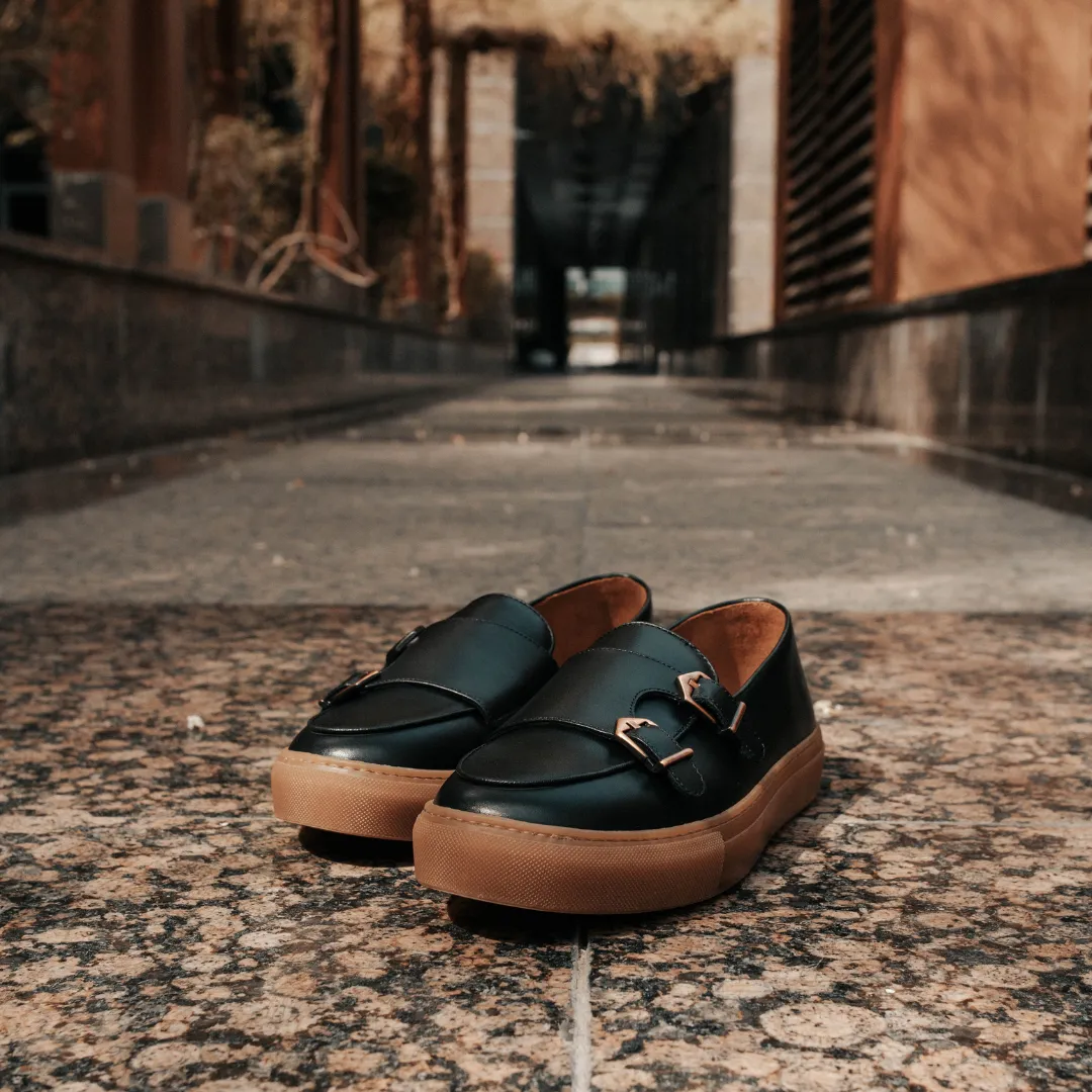 Double Monk Sneaker - Black Caramel