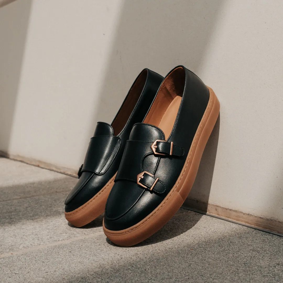 Double Monk Sneaker - Black Caramel