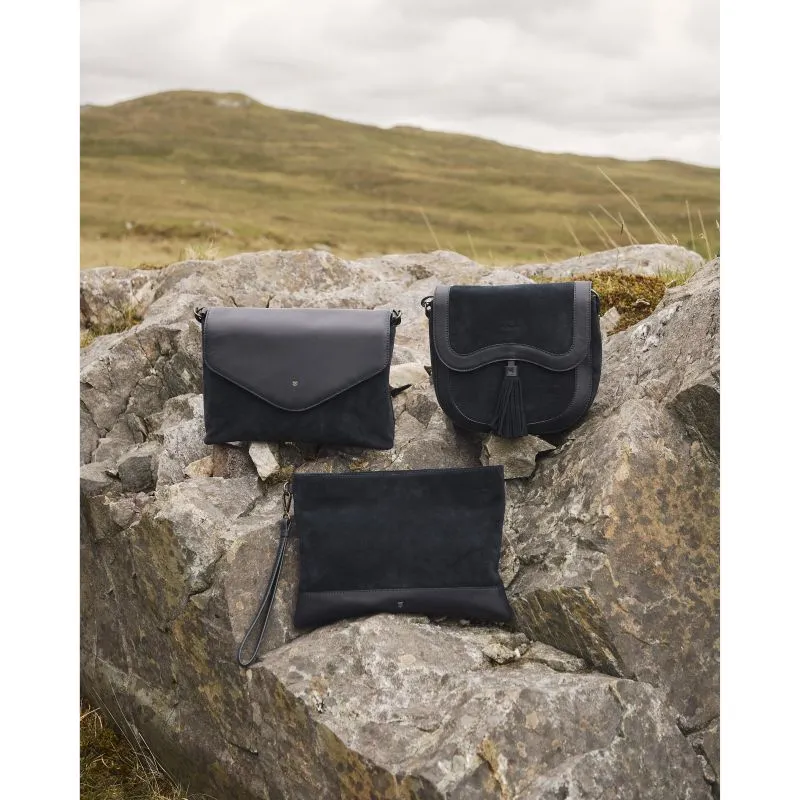 Dubarry Monart Suede/Leather Ladies Crossbody Saddle Bag - French Navy