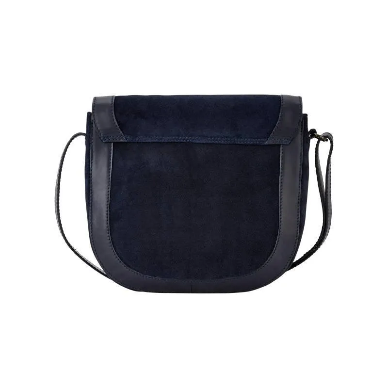 Dubarry Monart Suede/Leather Ladies Crossbody Saddle Bag - French Navy