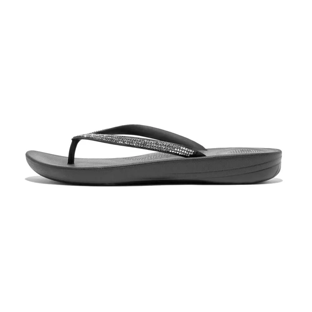 FitFlop Iqushion Sparkle Flip Flops Sandals - Black