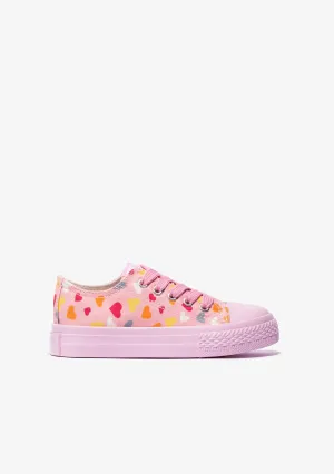 Girl's Pink Cord Heart Sneakers Canvas
