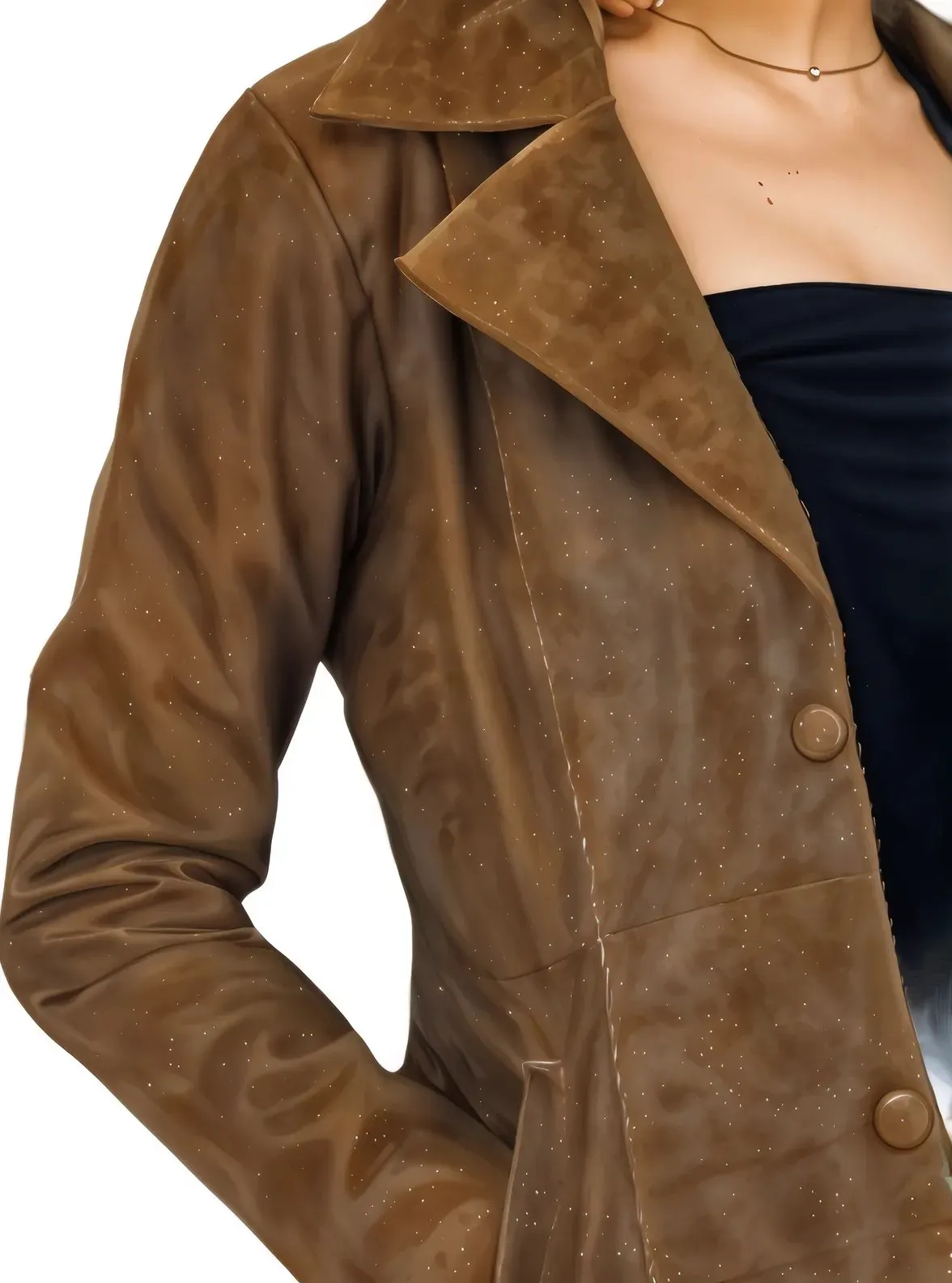 Handcrafted Lambskin Leather Jacket & Mini Skirt Set – Crackled Brown Finish | Tenku Design