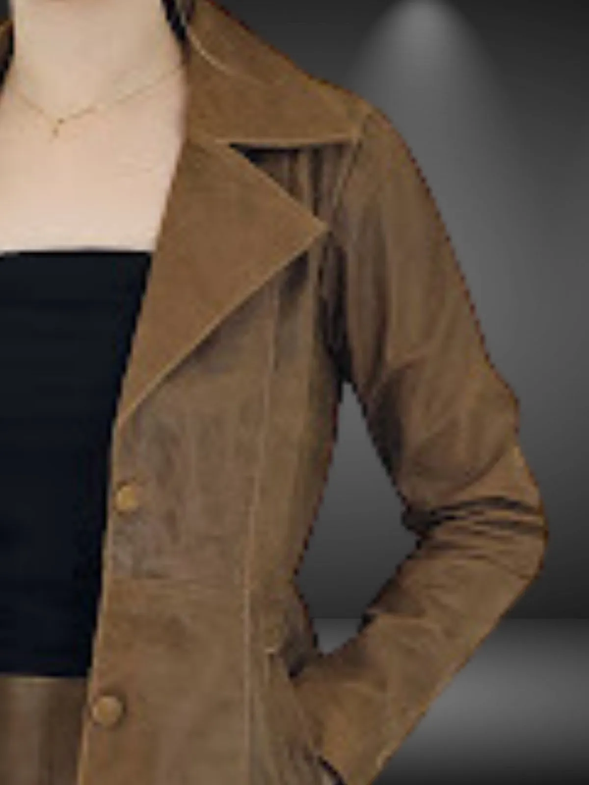 Handcrafted Lambskin Leather Jacket & Mini Skirt Set – Crackled Brown Finish | Tenku Design