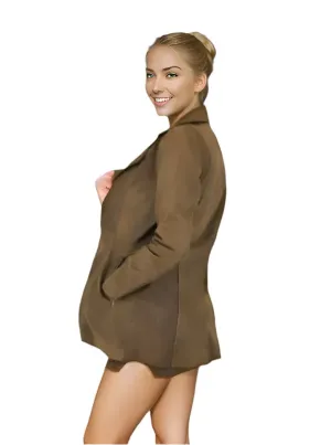 Handcrafted Lambskin Leather Jacket & Mini Skirt Set – Crackled Brown Finish | Tenku Design