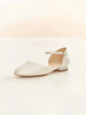 Ivory Flat Wedding Shoes, Satin Ballet Shoes, SISSI