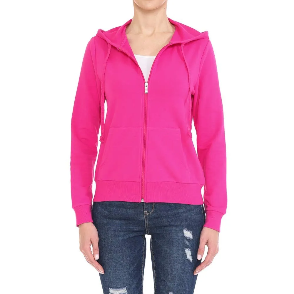 Khanomak Women's Fleece Zip Through Casual Fit Cotton Rust Hoodie Sweatshirts Long Sleeve Drawstrings - Small