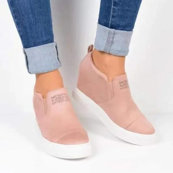 Letter Slip On Wedge Sneakers